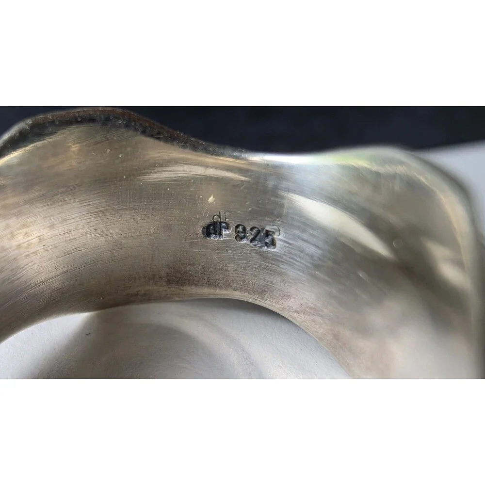Doug Paulus 925 Hammered Silver Tricolored Spinner Ring, Size US 9 Vintage